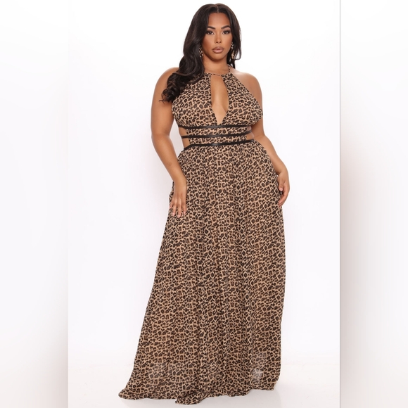 Halo Leopard Maxi Dress 1X - Picture 1 of 3